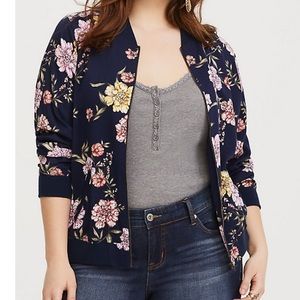 Floral twill bomber jacket